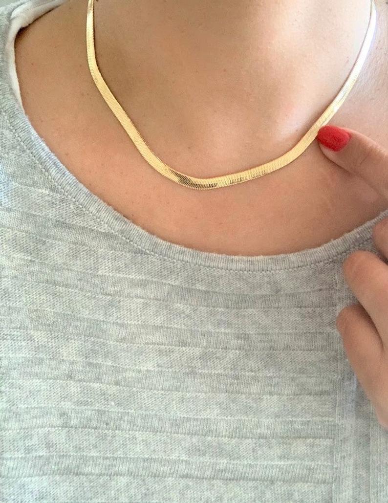 6MM Shiny Gold-Filled Herringbone