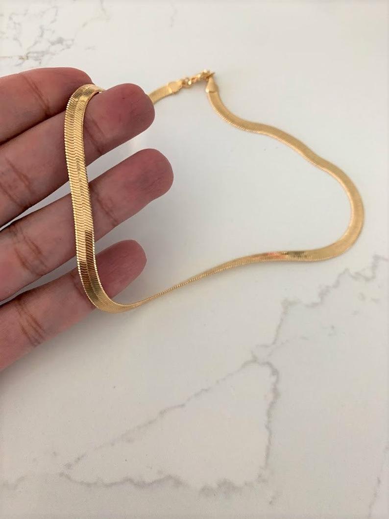6MM Shiny Gold-Filled Herringbone