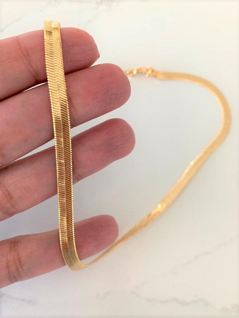 6MM Shiny Gold-Filled Herringbone