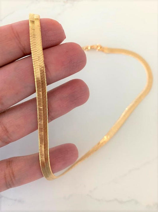 6MM Shiny Gold-Filled Herringbone