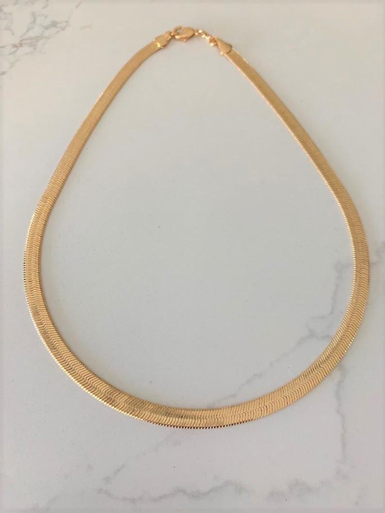 6MM Shiny Gold-Filled Herringbone