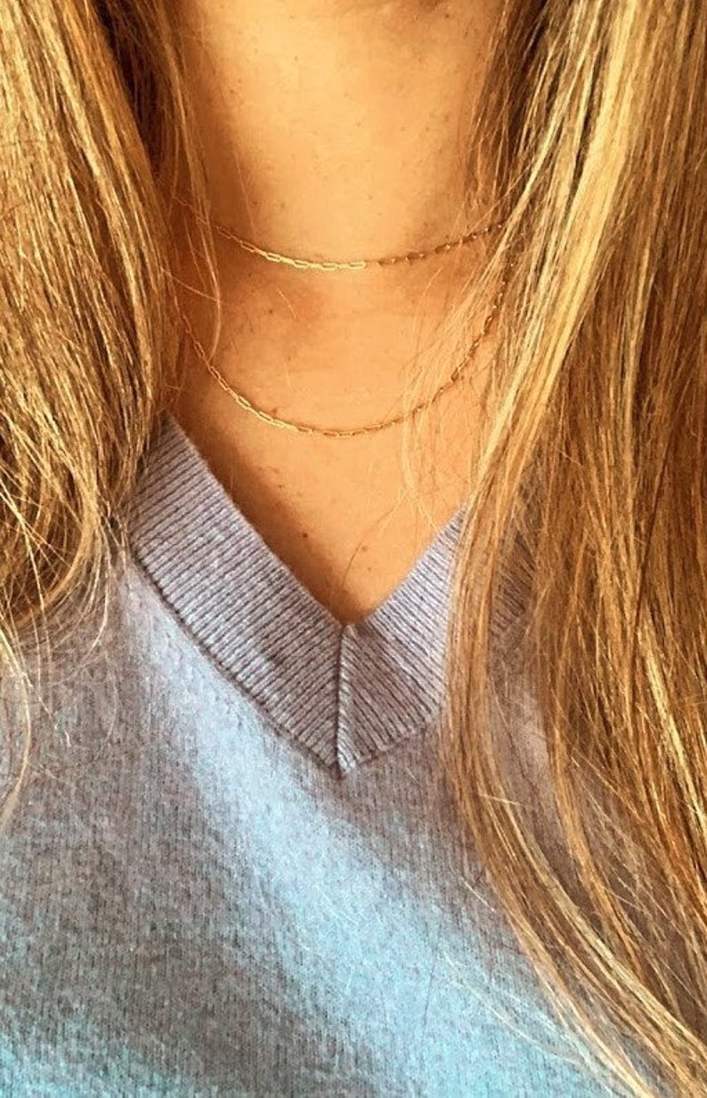 Gold Tiny Paperclip Necklace