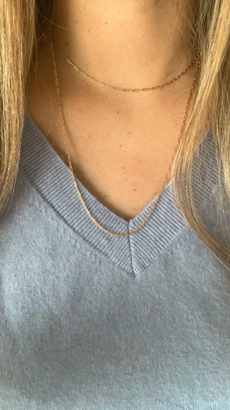 Gold Tiny Paperclip Necklace
