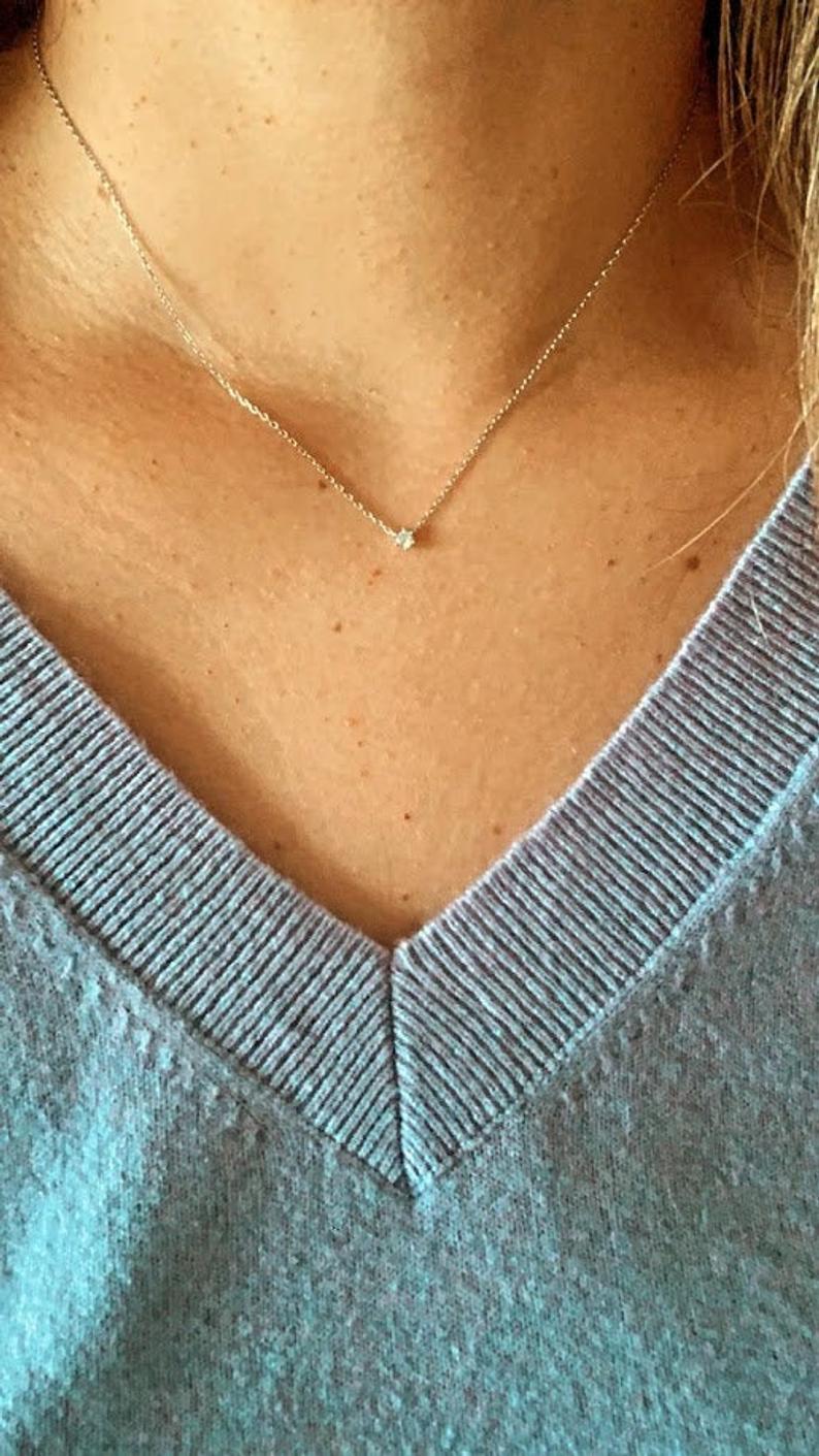 Tiny Solitaire Cubic Zirconia Necklace