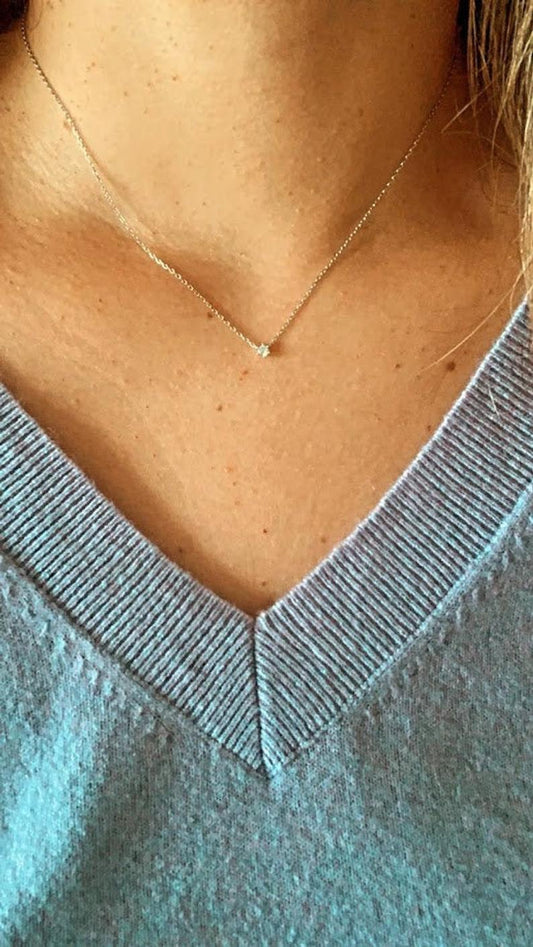 Tiny Solitaire Cubic Zirconia Necklace