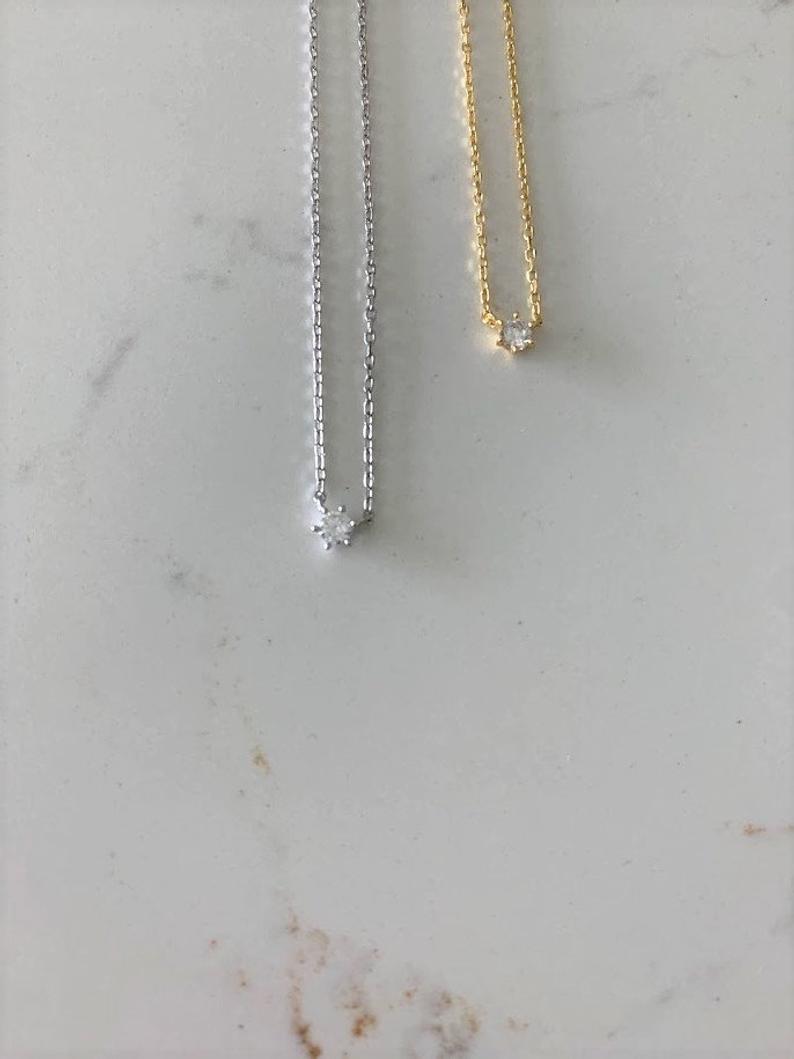 Tiny Solitaire Cubic Zirconia Necklace