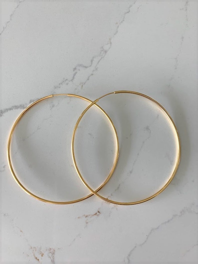 80MM Thin Hoops in Gold-Filled
