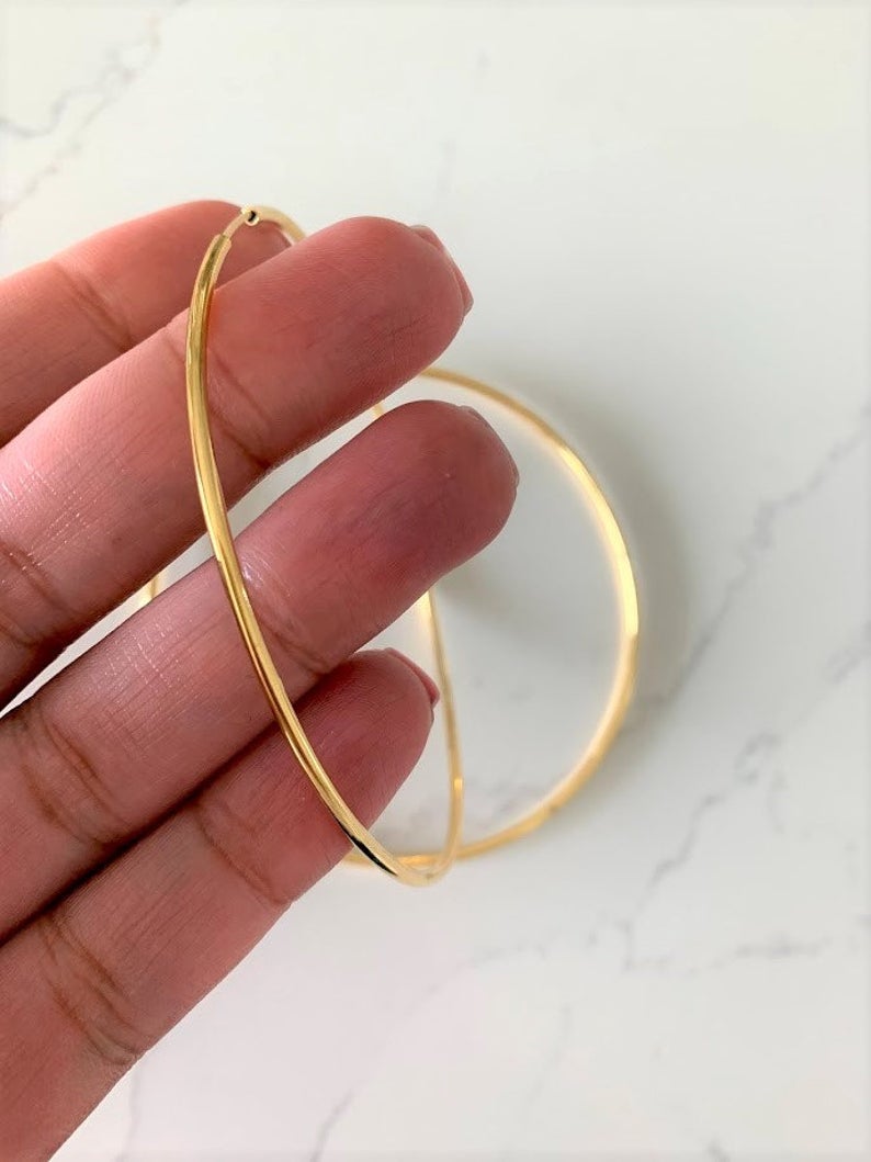 80MM Thin Hoops in Gold-Filled