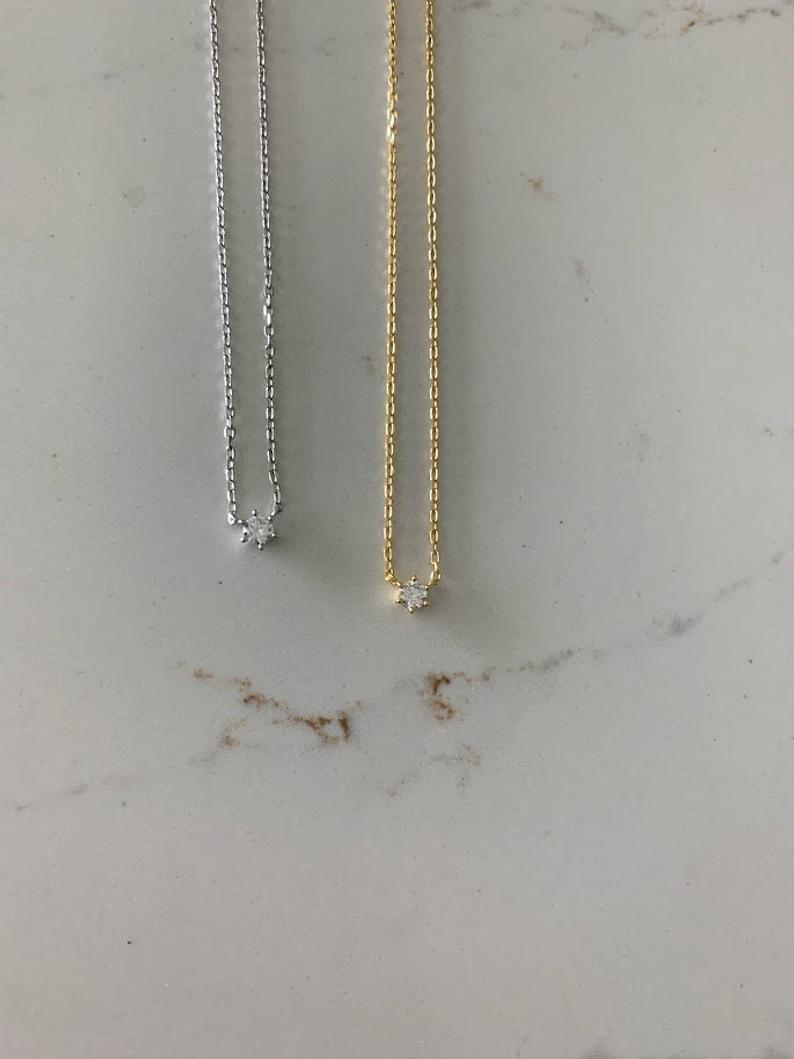 Tiny Solitaire Cubic Zirconia Necklace