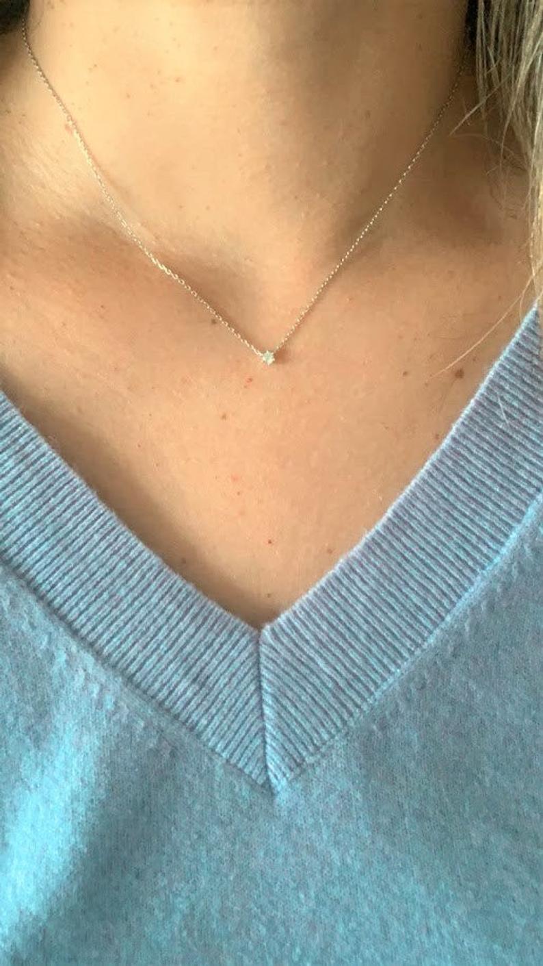 Tiny Solitaire Cubic Zirconia Necklace