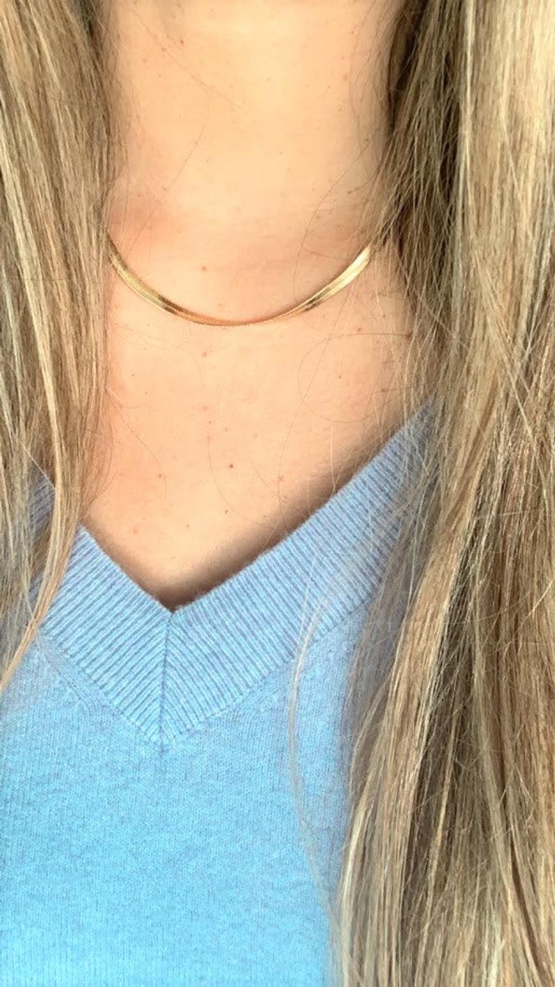 Flexible 18K Gold Filled Herringbone Necklace