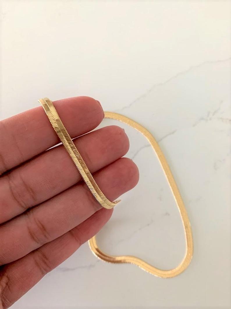 Flexible 18K Gold Filled Herringbone Necklace
