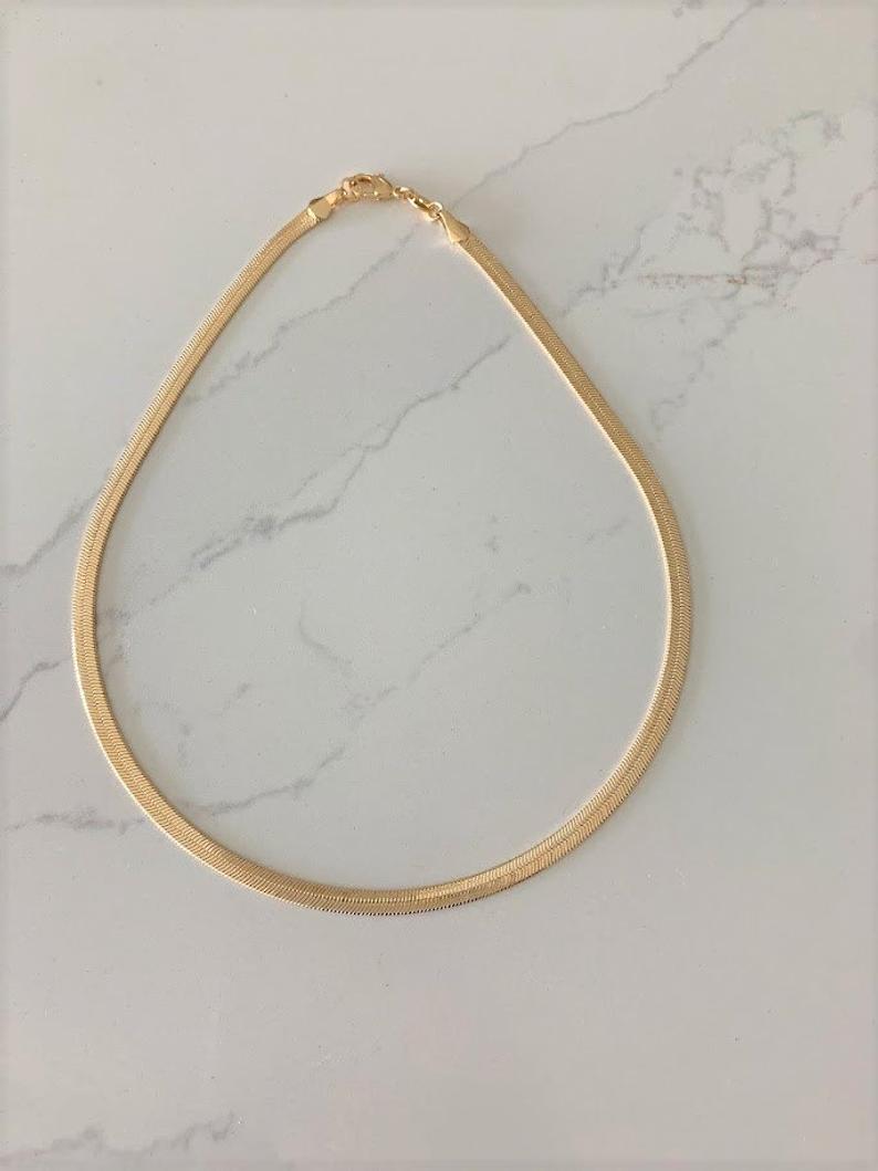 Flexible 18K Gold Filled Herringbone Necklace