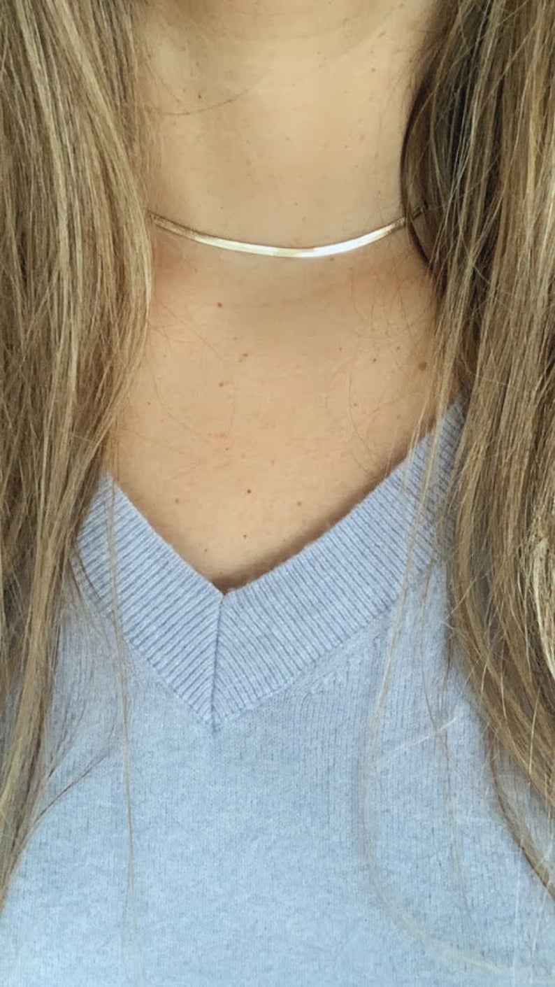 3MM Herringbone Necklace | Gold-filled