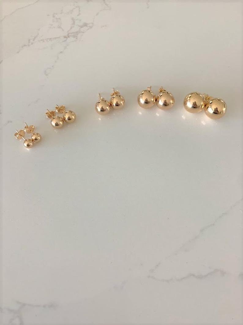 Button Ball Earrings | Gold-filled