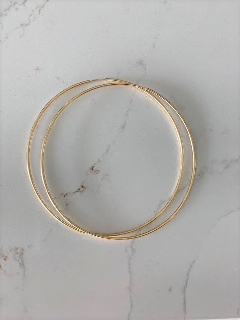 80MM Thin Hoops in Gold-Filled