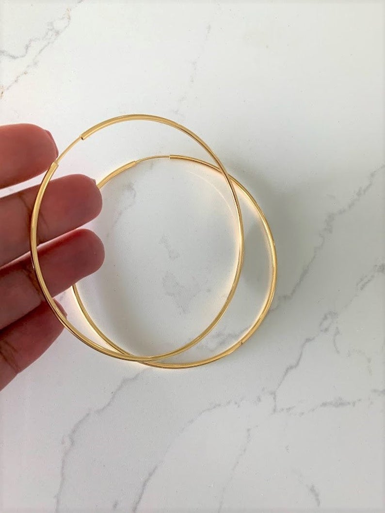 80MM Thin Hoops in Gold-Filled
