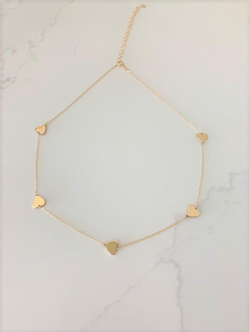 925 Sterling Silver Heart Choker Necklace