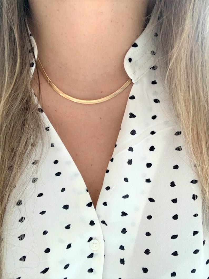 Flexible 18K Gold Filled Herringbone Necklace