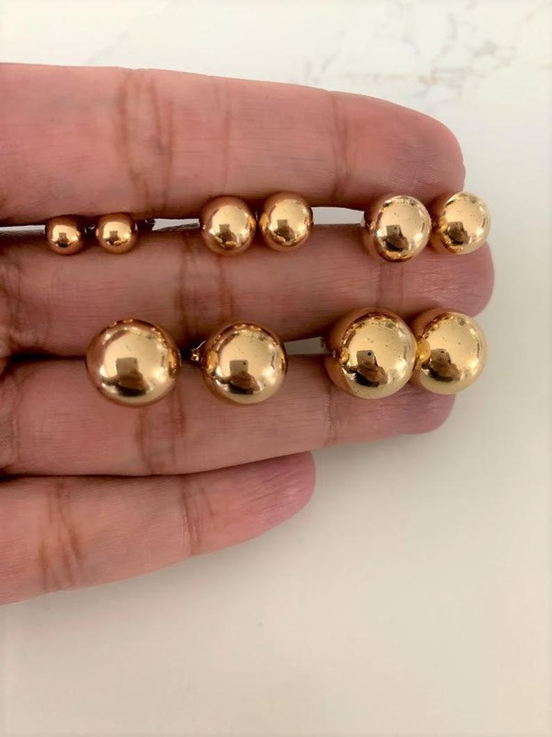 Button Ball Earrings | Gold-filled