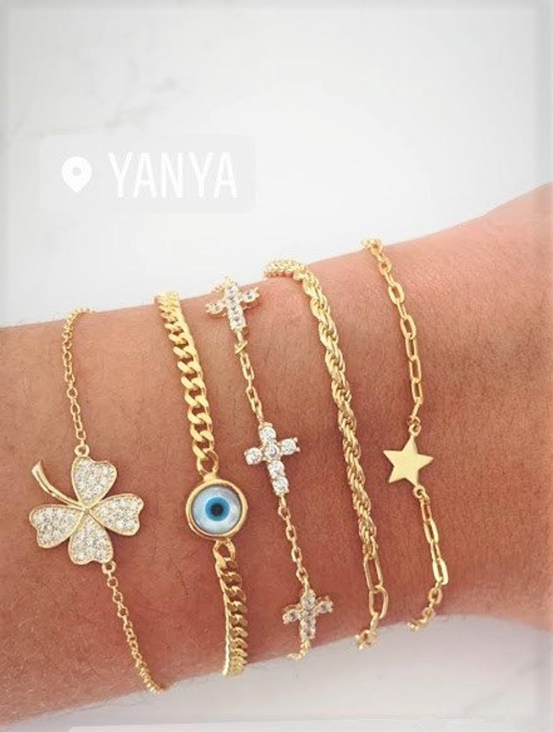 Dainty 925 Sterling Silver Bracelets Set