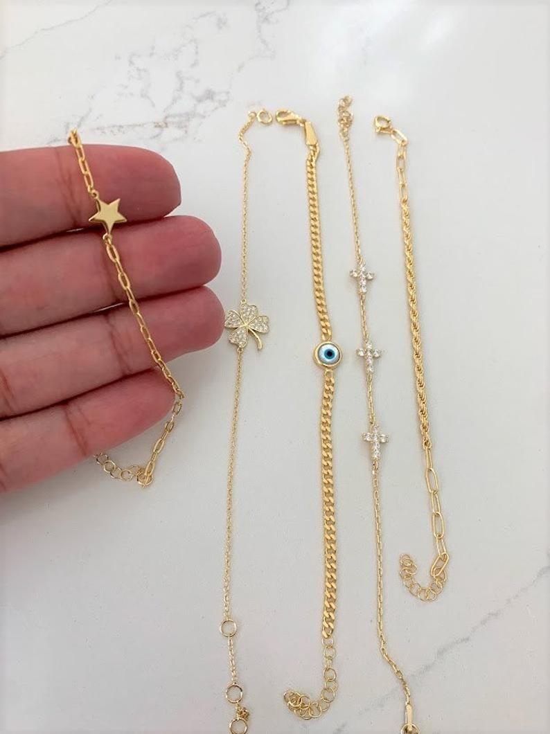 Dainty 925 Sterling Silver Bracelets Set
