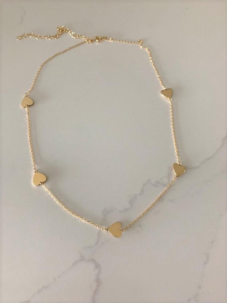 925 Sterling Silver Heart Choker Necklace