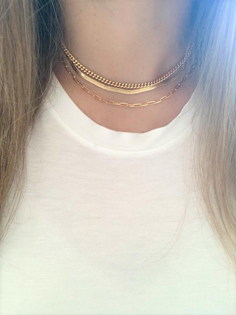 Flexible 18K Gold Filled Herringbone Necklace