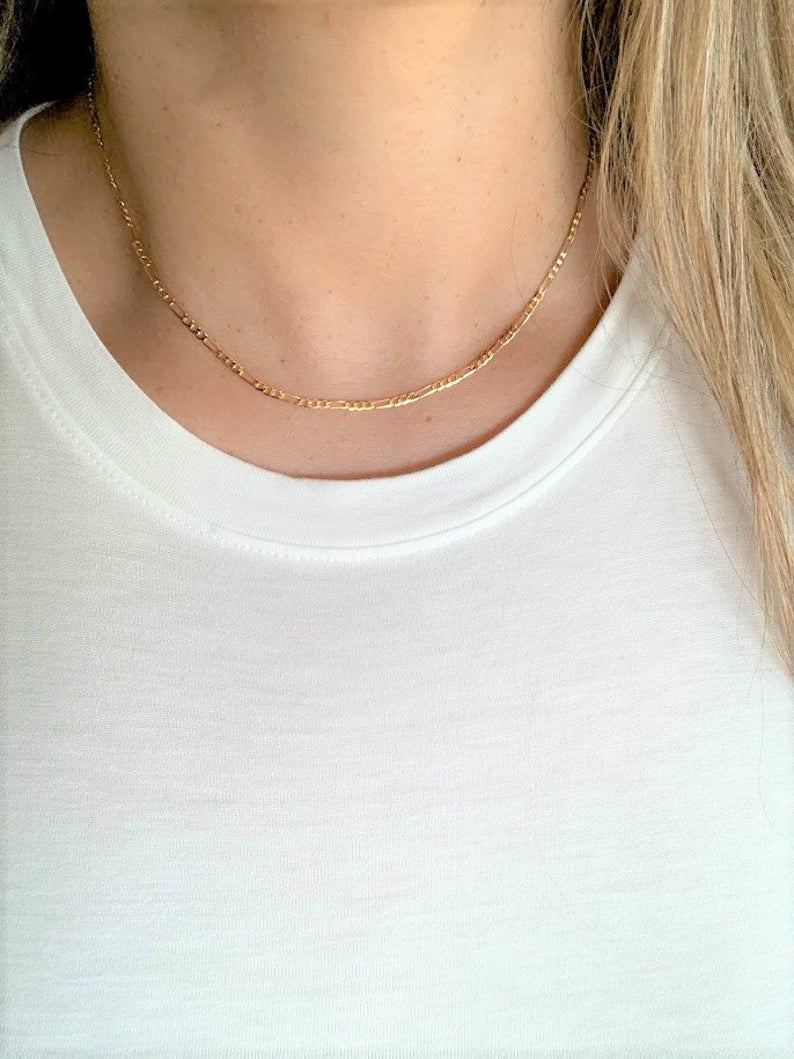 2MM Dainty Figaro Necklace in Gold-filled | Best Seller
