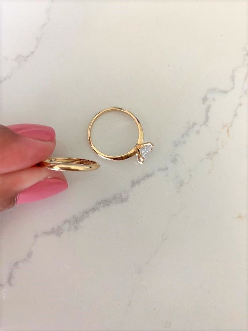 14K Solid Gold Engagement Ring Set