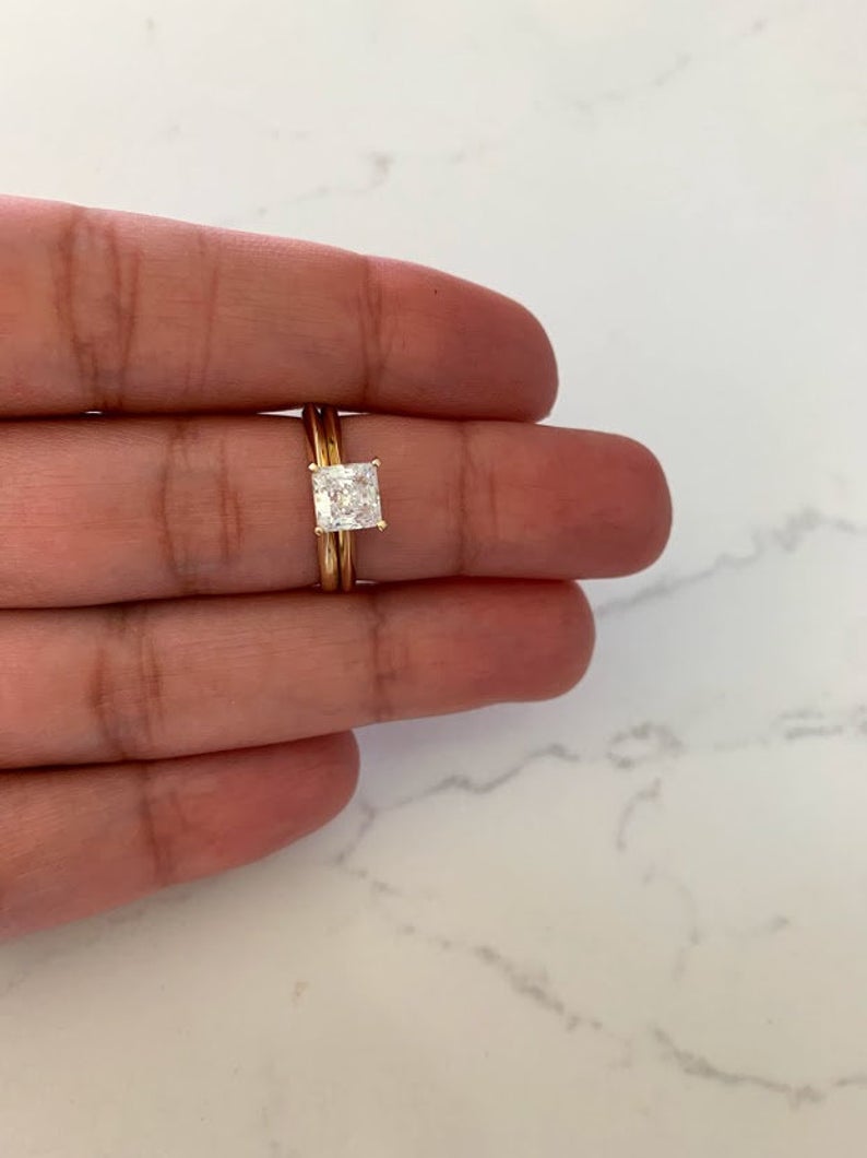 14K Solid Gold Engagement Ring Set
