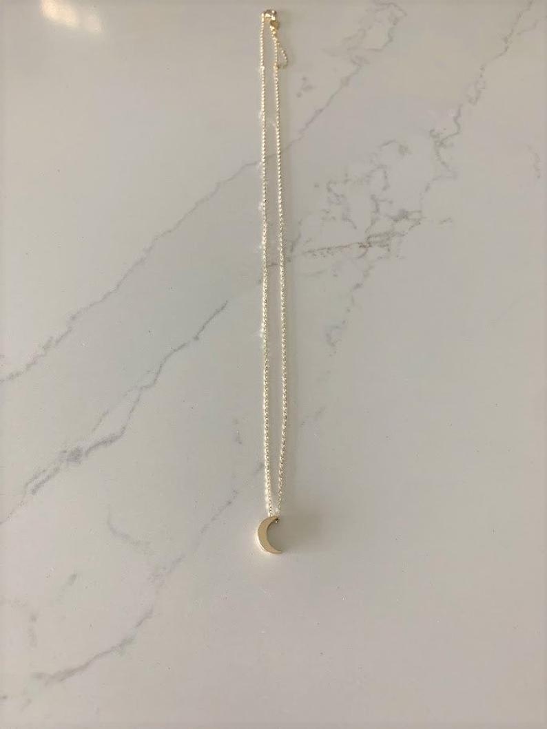 14K Yellow Gold Moon Necklace