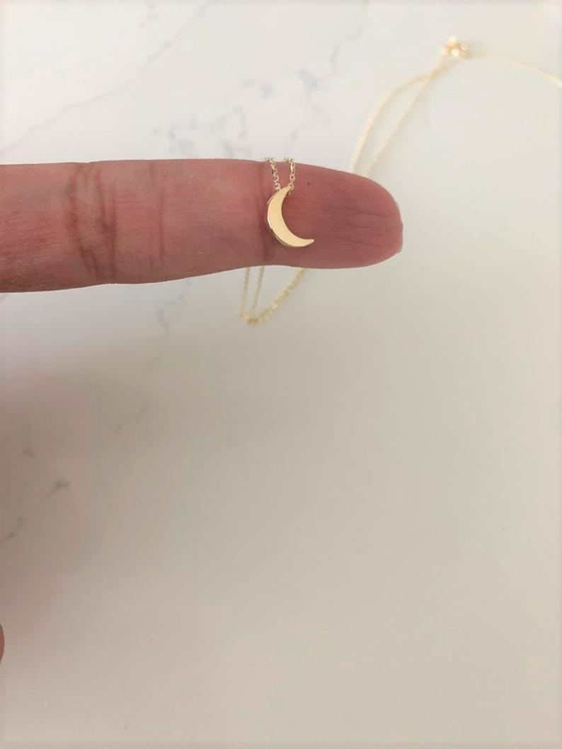 14K Yellow Gold Moon Necklace