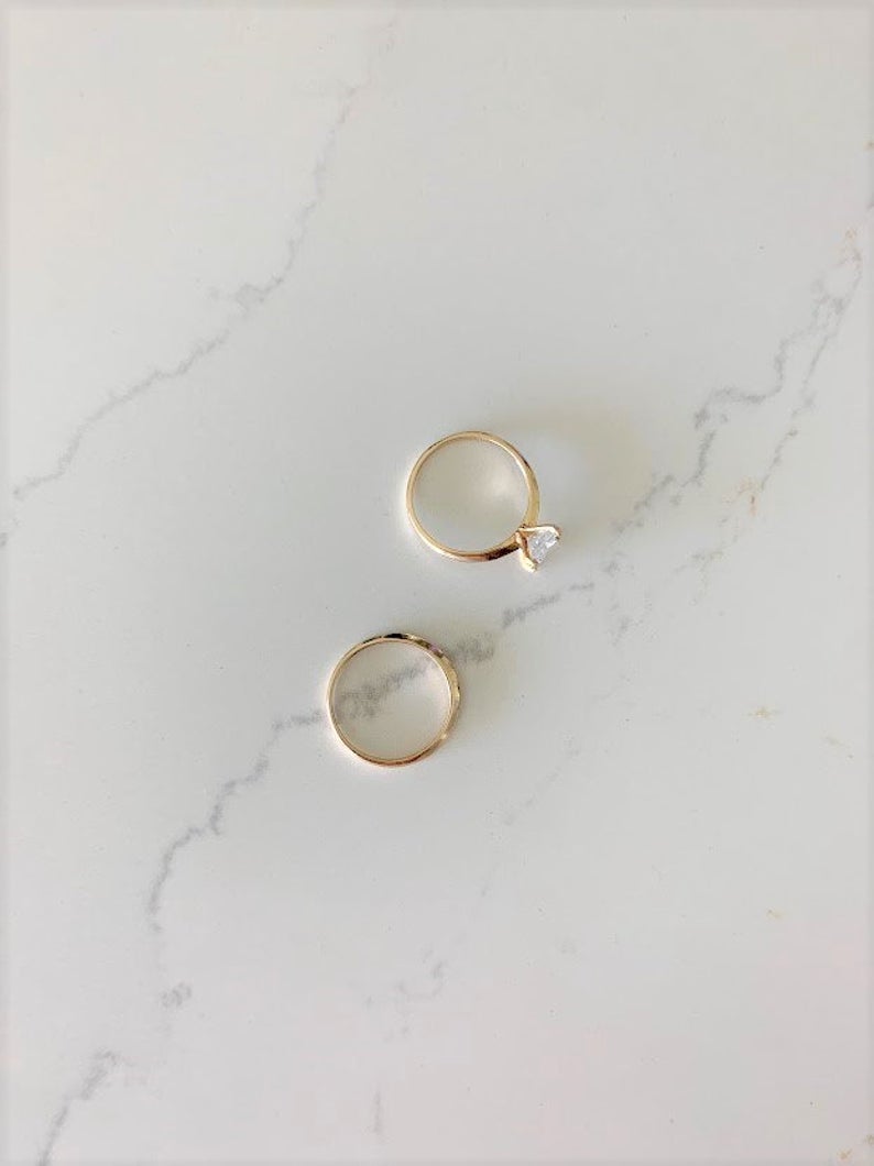 14K Solid Gold Engagement Ring Set