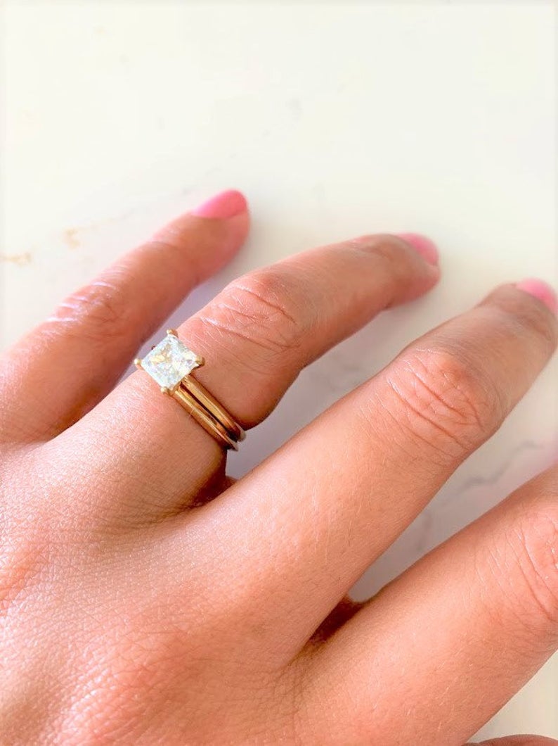 14K Solid Gold Engagement Ring Set