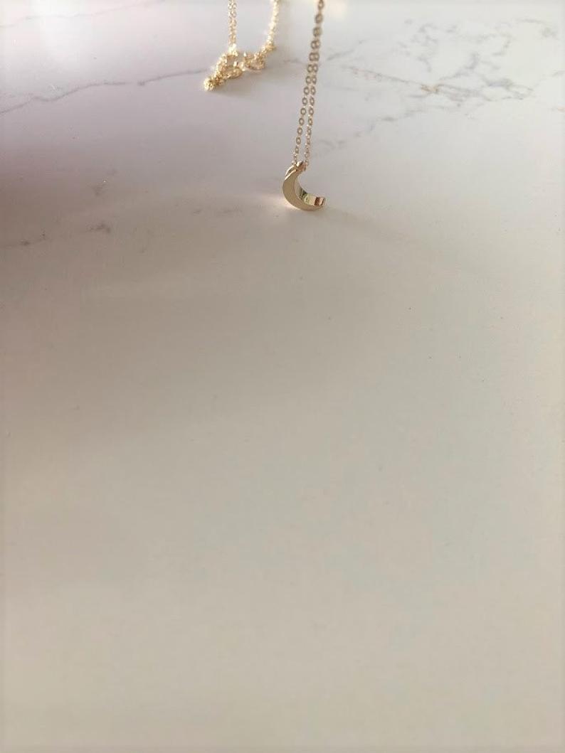 14K Yellow Gold Moon Necklace