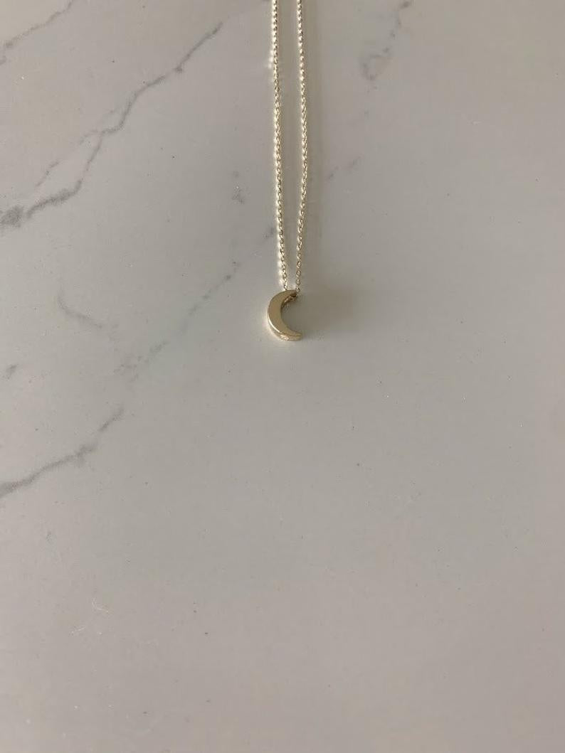 14K Yellow Gold Moon Necklace