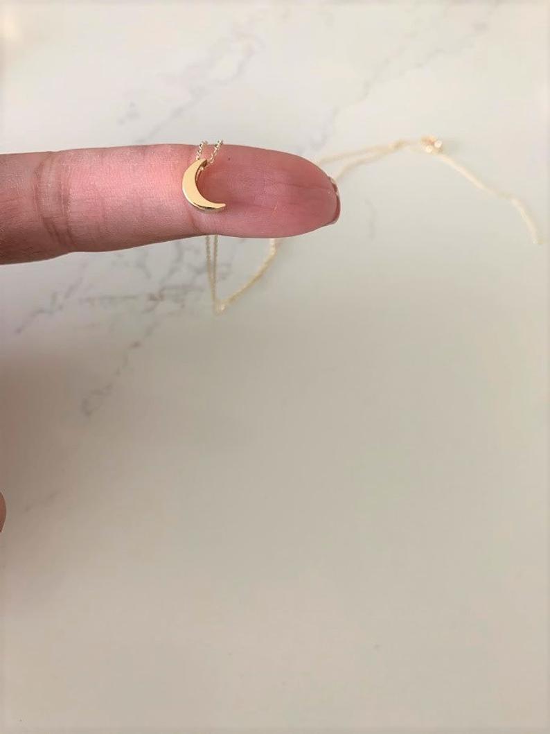 14K Yellow Gold Moon Necklace