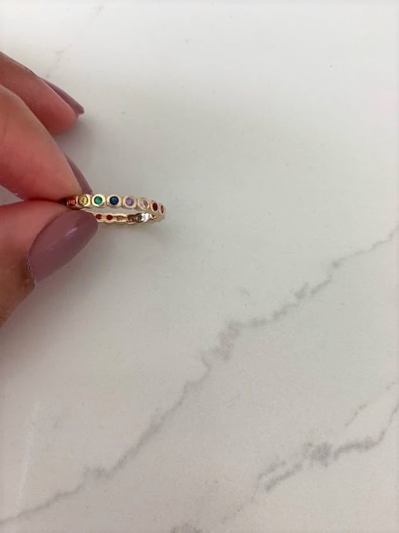 925 Sterling Silver Rainbow Band