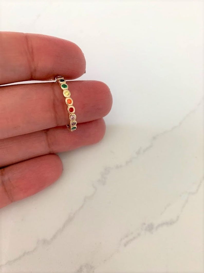 925 Sterling Silver Rainbow Band