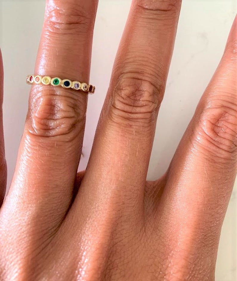 925 Sterling Silver Rainbow Band