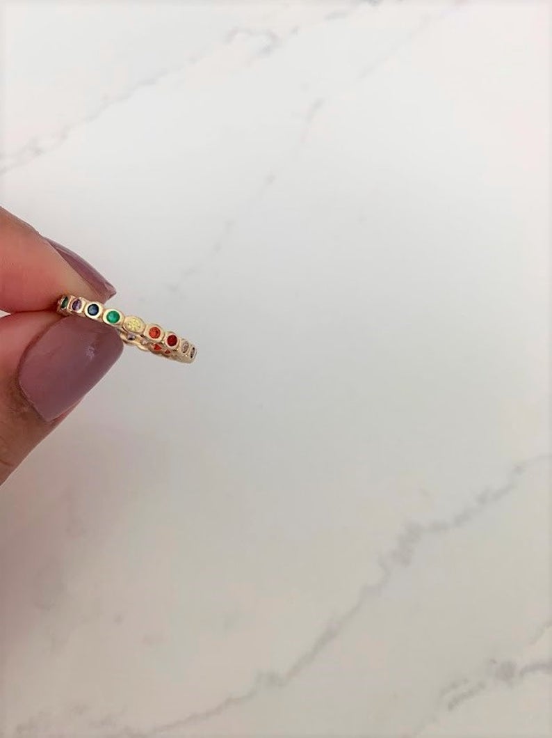 925 Sterling Silver Rainbow Band