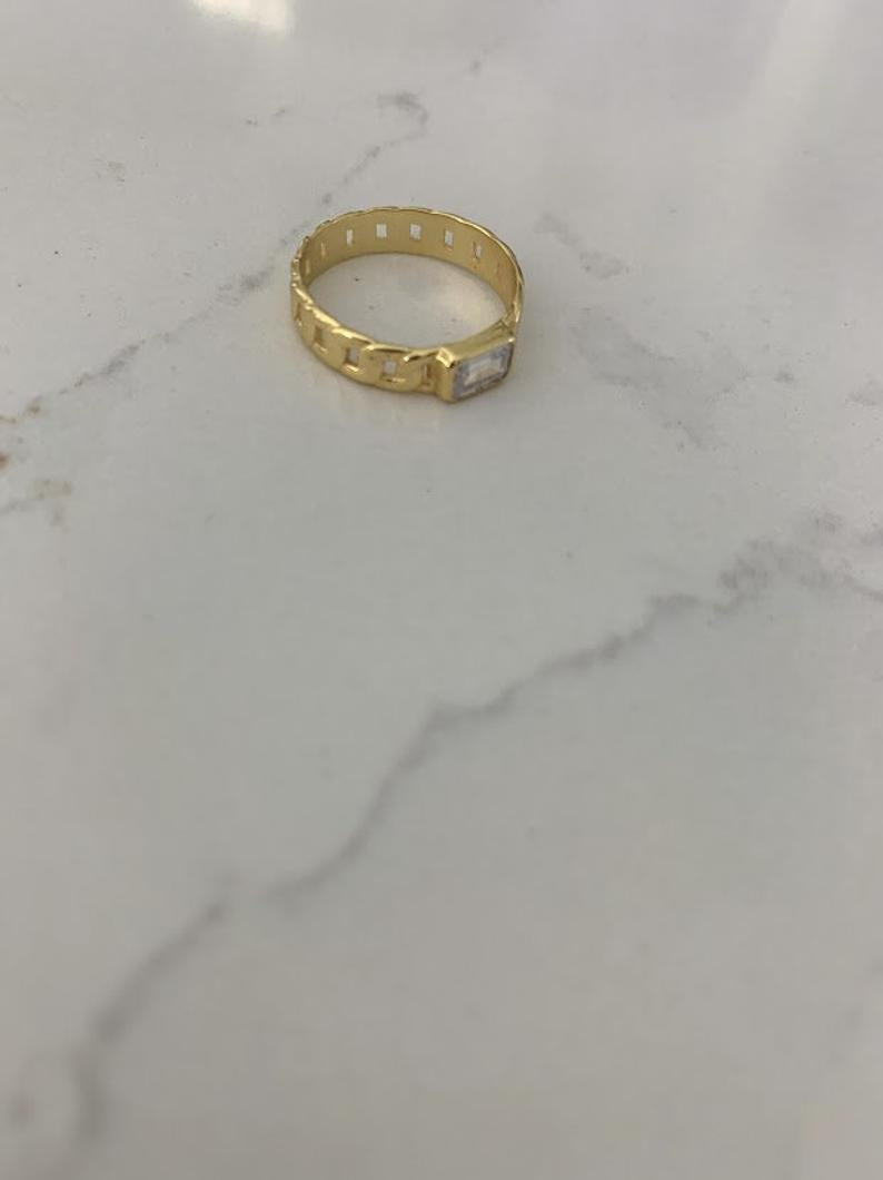 925 Sterling Silver Cuban Link Ring