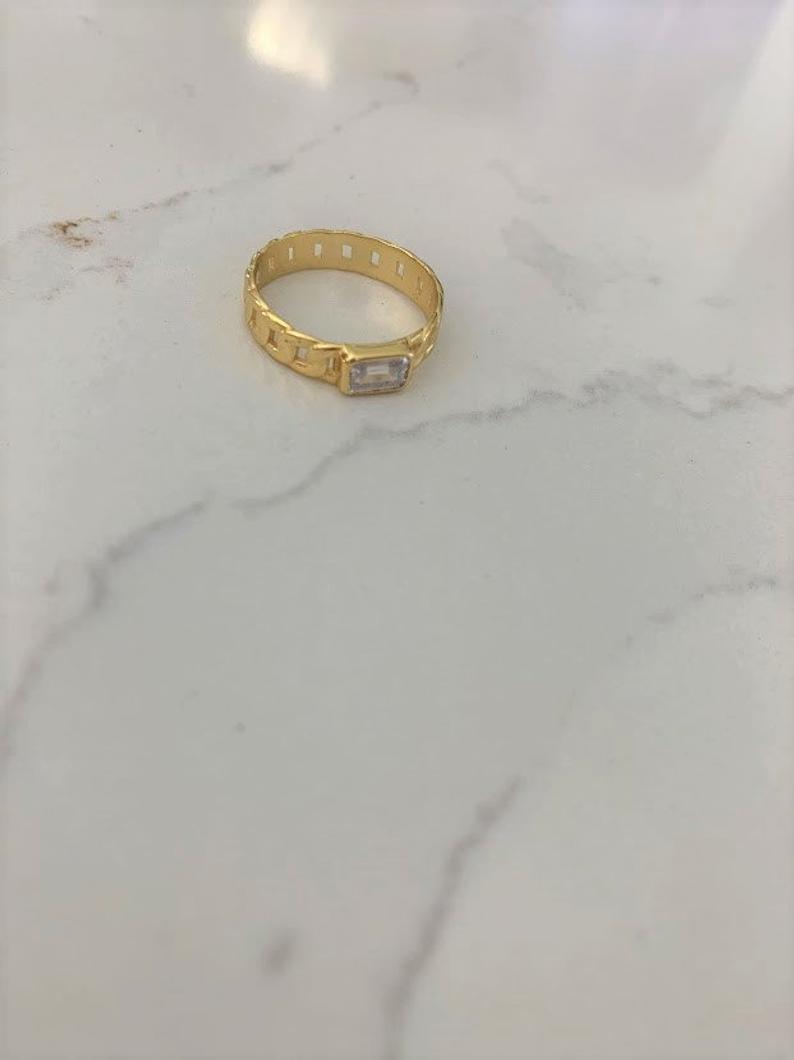 925 Sterling Silver Cuban Link Ring