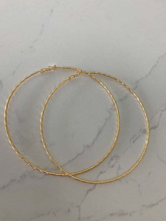 80MM Thin Diamond Cut Hoops | Gold-filled