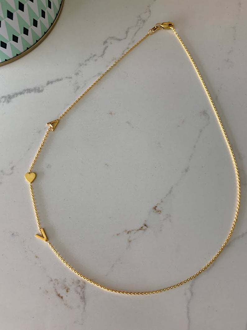 Sideways 14K Gold Initial/Name Necklace