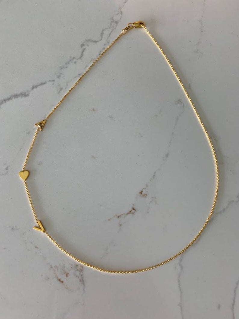 Sideways 14K Gold Initial/Name Necklace