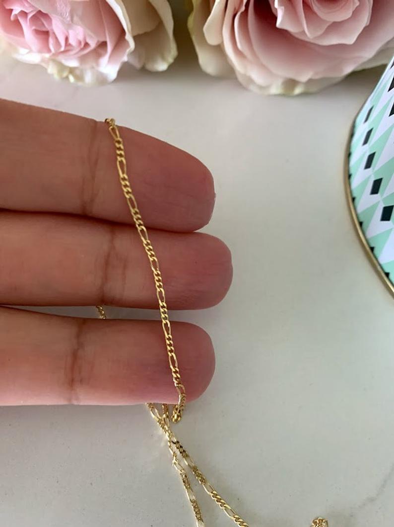 1.6MM 14K Yellow Gold Figaro 3+1 Chain