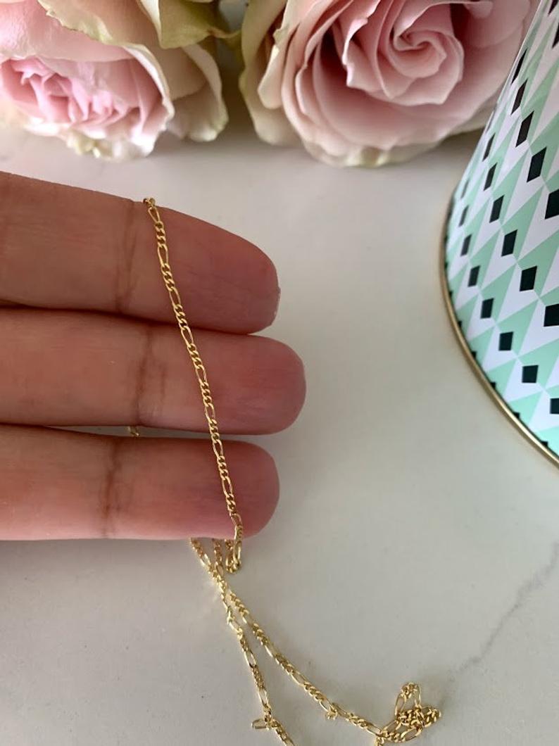 1.6MM 14K Yellow Gold Figaro 3+1 Chain