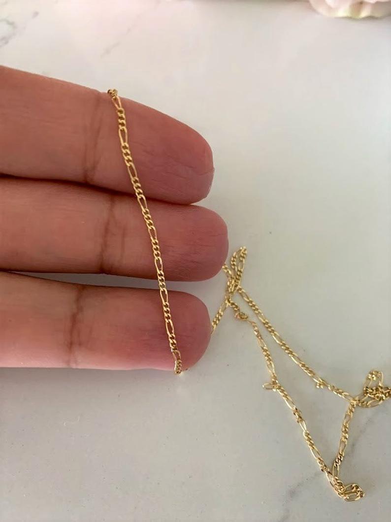 1.6MM 14K Yellow Gold Figaro 3+1 Chain